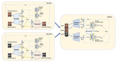 Fig. The framework of our micro-expression recognition model. First we pretrain two EIDNets with micro-expression and macro-expression databases separately, named MicroNet and MacroNet. Secondly, MacroNet is fixed and used to guide the fine-tuning of MicroNet from both label and feature space, named MTMNet.